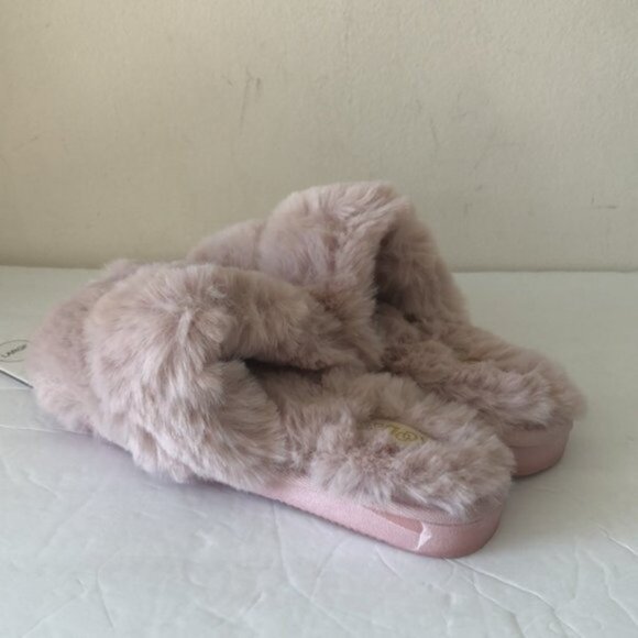 Kooba Memory Foam Soft Faux Fur Slippers Blush Natural Sz- 8-9 - Picture 6 of 6